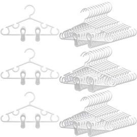 40 Pack Kids Plastic Hangers, Small Baby Hanger with Adjustable Clips, Toddler Nonslip Hangers for Closet Coat Child Pants Dresses Skirts (White)