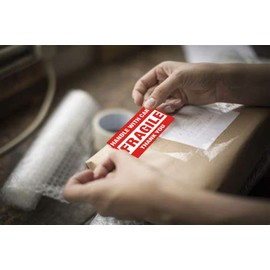 [1 Roll, 500 Labels] 2" x 3" Fragile Stickers Handle with Care Warning Packing/Shipping Labels - Permanent Adhesive