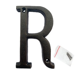 roslyong 3 Inch House Numbers and Letters, Vintage Address Letters for Outside, Cast Iron Solid Metal Letter R (Matching Screws Included)