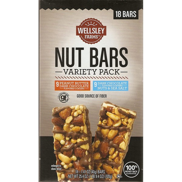 Wellsley Farms Nut Bars Variety Pack 18 bars, 25.4 oz