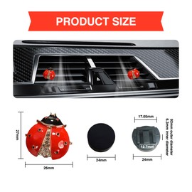 Qiyuda 2 Pcs Ladybug Air Vent Clips, Red Lady Bug Car Air Diffusers Fresheners Cute Bling Gifts (Not Contain Air Freshener)