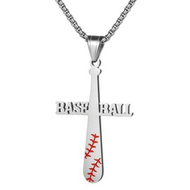 Cupimatch Men's Baseball Cross Necklace: Stainless Steel Pendant Boys' Baseball Necklace Engraved I CAN DO All Things - Baseball Gift Inspirational Gift Coach Gift Silver