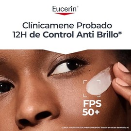 EUCERIN Protector solar facial efecto mate toque seco Oil Control 50 ml, matificante control brillo 12h con antioxidantes
