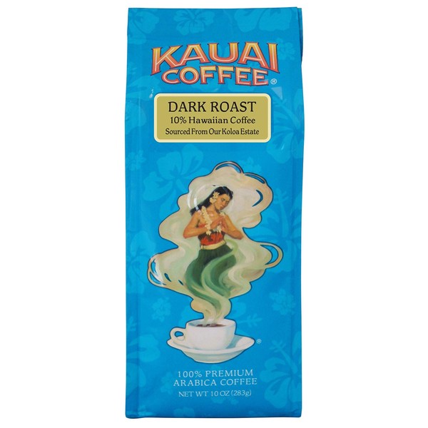 Kauai Hawaiian Ground Coffee, Koloa Estate Dark Roast (10 oz Bag) - 100% Premium Gourmet Arabica Coffee from Hawaii's Largest Coffee Grower - Bold, Rich Blend