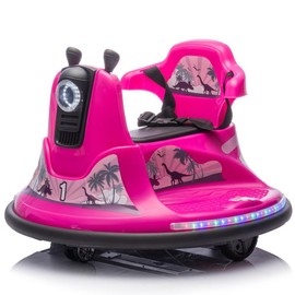 12V Kids Ride On Bumper car W/Parents control,Rotate 360 degrees,Bumper strip,Light belt,MP3,For kids of 2-5 Years Electric Toys Fun - Color: Pink