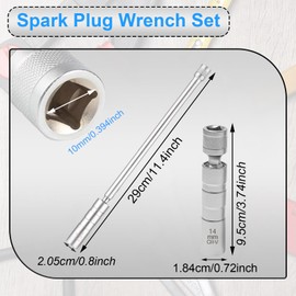 JIHXYER Silber Zündkerzenschlüssel 14mm & 16mm Lange Magnet Universal Flexible Zündkerze Removal Tool