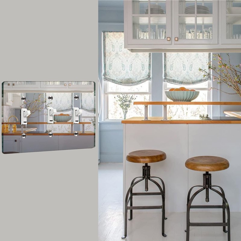 Silver Mirrored Switch Plates - 3 Gang Wall Cover, Durable