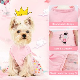 Dog Dress for Small Dogs Girl Dog Tulle Dresses Holiday Theme Puppy Princess Tutu Pet Party Costumes Bow Dog Apparel Cute Doggie Outfits Chihuahua Yorkie Teacup Clothes, Pink