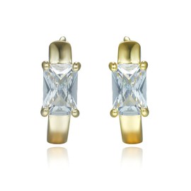 14k Gold Plated Gold Hoop Earrings for Women, Women's Cubic Zirconia Hoop Earring,Trendy Jewelry Gifts for Women, Brass, Cubic Zirconia