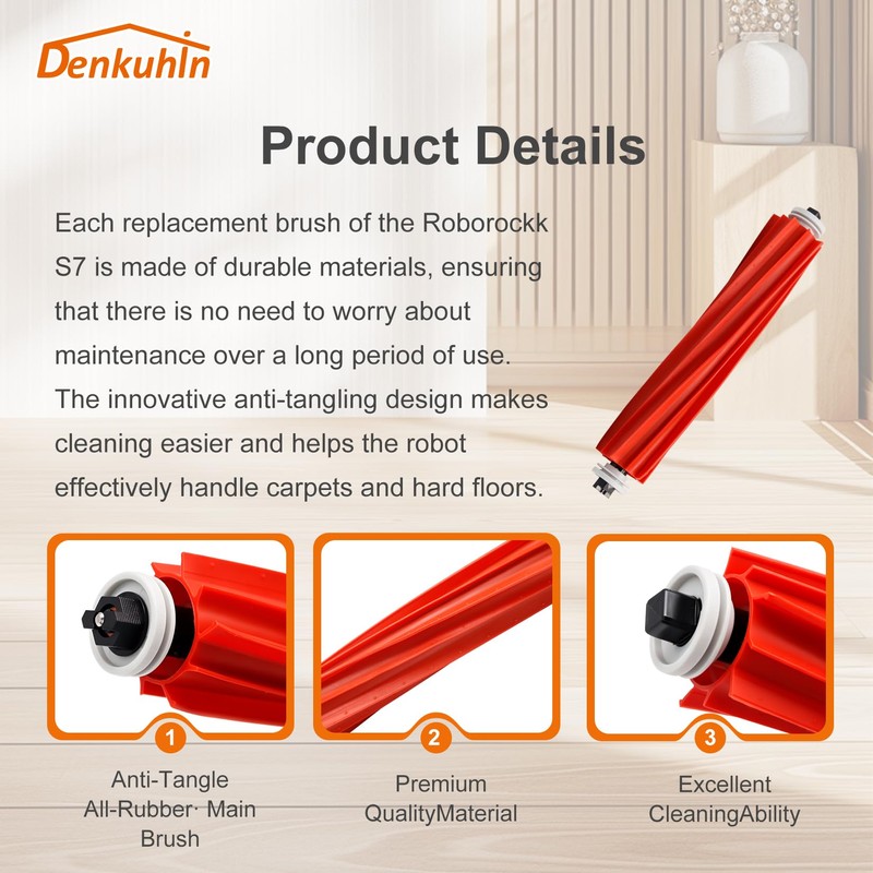 Denkuhin Main Brush Replacement for Roborockes S7 Series, Q7,Q7+, Q7