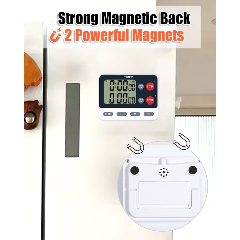 TPNEG Dual Kitchen Timer Digital - Large Display, Easy to