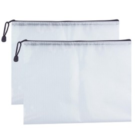 Mesh Zipper Pouch Bags,2 PCS A4 Sizes Organizing Bags,Waterproof File Bags for School Supplies,Office Supplies,Home (Black)