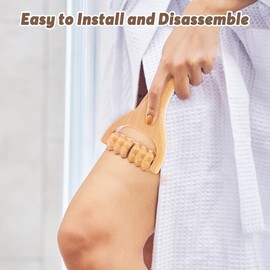 Riisoyu 2 Stück Massageroller Holz, Massage Roller mit Griff Rückenmuskel-Roller Manuelle Holztherapie-Massagewerkzeuge aus Holz faszienrolle holz für Nacken Beine RüCken KöRper