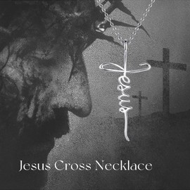 CUPENDA Jesus Cross Necklace S925 Sterling Silver Faith Cross Necklace for Women Jesus Religious Jewelry Gifts for Christian