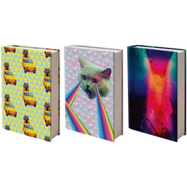 Fun Design, Easy Apply Book Covers 3 Pack. Stretchable Standard Jackets Fits Most Hardcover Textbooks Up to 8 x 10. Adhesive-Free, Nylon Fabric Protectors. Washable and Reusable Student School Supply