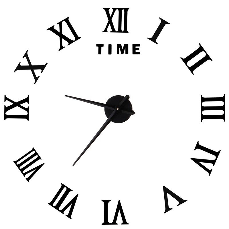 DIY Wall Clock Roman Numerals Frameless Mirror Surface Wall Clock