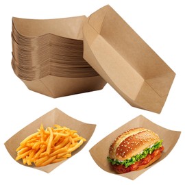 GUOYIHUA Fries Bowls, Pack of 60 Currywurst Bowls, Degradable Cardboard Chip Bowls for Parties, Weddings, Picnics, 16.7 x 11.5 x 4 cm