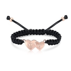 constantlife Double Heart Cremation Bracelet for Ashes Stainless Steel Urn Jewelry Adjustable Braided Rope Bangle Keepsake Pet Human Memorial Gift for Women (Rose Gold)