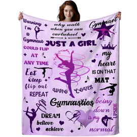 MIBDDK Gymnastics Gifts Blanket Gymnast Flannel Throw Blankets Decor for Room Party for Girls Teens Kids 50"X40"