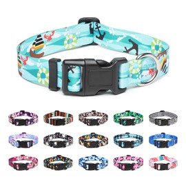 Mercano Adjustable Dog Collar - Special Design Patterns, Soft Nylon Comfortable Durable Pet Collar for Small Medium Large Dogs (M, Sail)