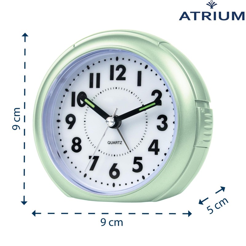 Atrium A240-13 Analogue Quartz Alarm Clock without Ticking with Light