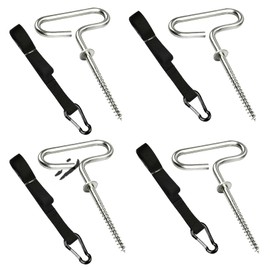goduog 24260 Ice Fishing Shelter Tie Down Anchors Kit - Compatible with Eskimo Shelters, Includes 4 Steel Stakes & 4 Heavy-Duty Cam Straps with Carabiners