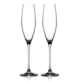 DIAMANTE Crystal Glasses - Plain Undecorated Premium Crystal - Neo (2, Champagne Flute) Champagne Glasses, Prosecco Glasses, Cava Glasses