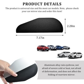 KVAEY 2 PCS Car Rearview Mirror Rain Cover, Waterproof Rain Visor for Car Rearview Mirror, Automotive Side Mirror Rain Eyebrow Fit Car Truck SUV, Universal Car Accessories (Aluminum Alloy Black)