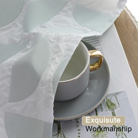 Aiyufeng White and Green Curtains 84 Inches Long 2 Panels Set, Lightweight & Light Filtering 3D Embossed Textured Window Curtains for Bedroom Living Room, Semi Green Curtains Drapes, 38" Wx84 L