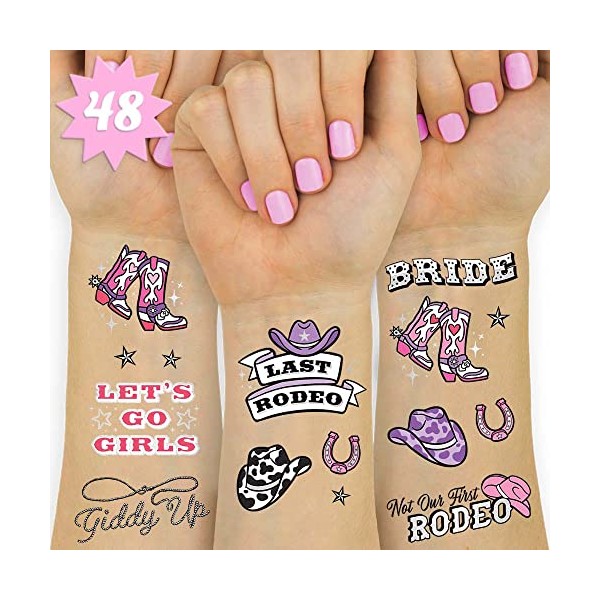 xo, Fetti Last Rodeo Bachelorette Temporary Tattoos - 48 Glitter Styles | Giddy Up Bach Party Decoration, Cowgirl, Bridesmaid Favor, Bride to Be Gift + Bridal Shower Supplies