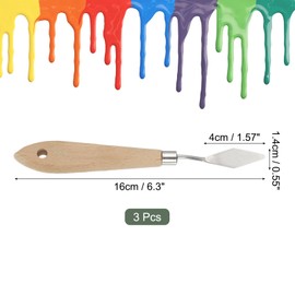 YOKIVE 3 Pcs Stainless Steel Palette Knife, No.3 Professional Art Spatula Oil Painting Accessories Color Mixing Scraper with Wood Handle, Great for Canvas Acrylic(Brown, 6.3-Inch)