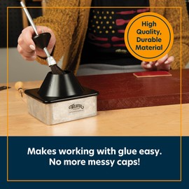 Weaver Leather Supply Glue Pot, 25 Oz, Black, Robust Aluminum Glue Container with Built-in Brush, Mess-Free Tool for Holding Leatherworking Adhesives