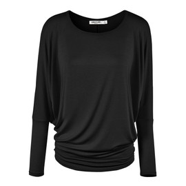 WT826 Womens Batwing Long Sleeve Top XL Black