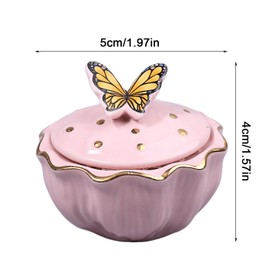 ZUOLUO Ceramic Butterfly Nail Cup with Lid, Acrylic Nail Liquid Powder Sequins Holder Container Dappen Dish for Monomer Nail Art Beauty Tools Jewelry Storage Candleholder Decoration Jar (Pink)