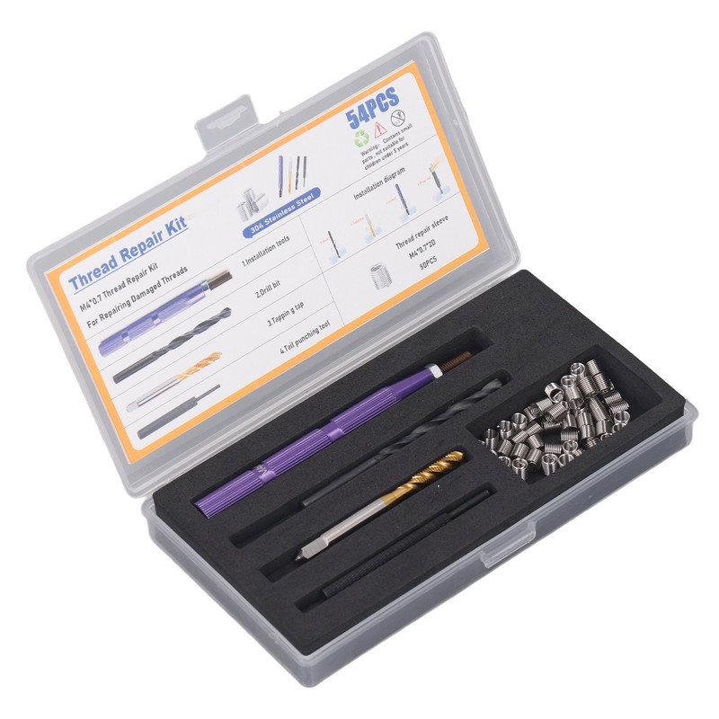 54PCS Set Metric Thread Repair Kit 304 Stainless Steel Thread