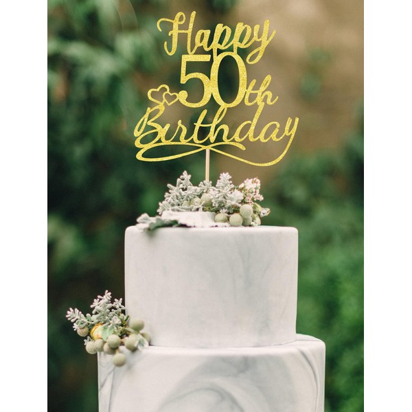 50 adornos para tartas de cumpleaños, purpurina dorada, 50 decoraciones para pasteles, 50 decoraciones para tartas de 50 cumpleaños, decoración para tartas de 50 cumpleaños, 50 decoraciones para pasteles, 50 decoraciones para tartas