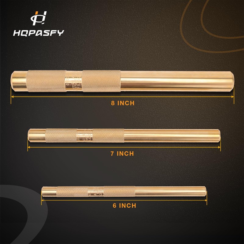 Brass Drift Punch Set, 3-Piece – 3/4"-19mm x 8", 1/2"-13mm