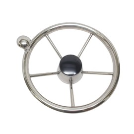 MARINE BOAT 5 SPOKE STEERING WHEEL W/TURNING KNOB 13 1/2" DIA STAINLESS STEEL