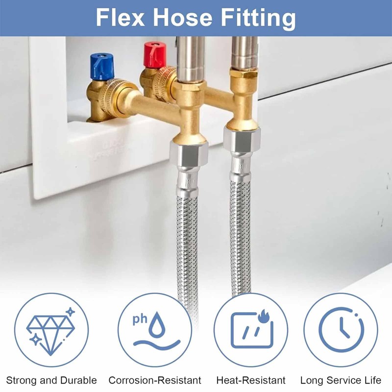 4 x 3/8" Stainless Steel Flexible Connecting Hose Pipe Kink