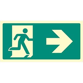 Sign, Arrow Right, Glow Rp, External Height 150mm, External Width 300mm, Sign Colour White on Green, Sign Legend Fire Exit Arrow Right, Sign Material Plastic - Photoluminescent, Sign Type Emergency Ex