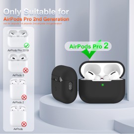OULUOQI Compatible with AirPods Pro 2 Case 2023/2022, Soft Silicone Skin Cover Shock-Absorbing Protective Case [Front LED Visible]