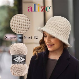 Alize Superlana Maxi Turkish Premium Wool, Cotton and Acrylic, 5 x 100 g, Plain Hand Knitting Yarn, Knitting Yarn Plain Baby for Crocheting, Knitting, Clothing, Scarves (Cream Caramel 502)