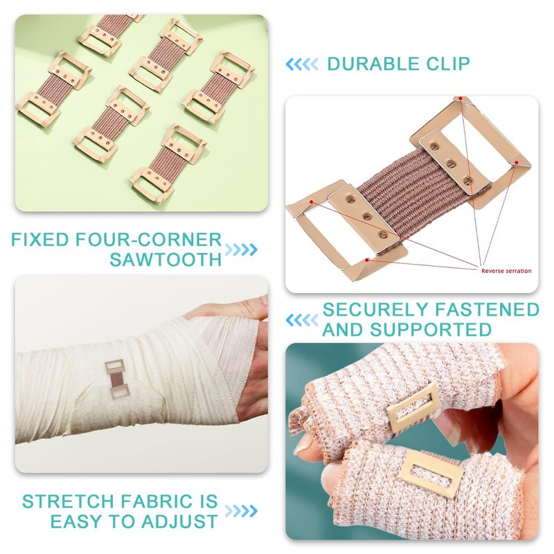 UEAVOID Pack of 50 Elastic Bandage Clips Metal Closures Stretch