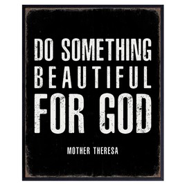 Christian Wall Art - Catholic Gifts for Men Women Woman Man - Do Something Beautiful for God Mother Teresa Quotation - Religious Wall Decor - Inspiration spiritual Christianity Religion Home Decor