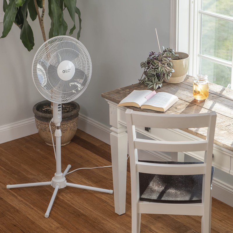 Comfort Zone Stand Fan, 16 inch Pedestal Fan for Bedroom,