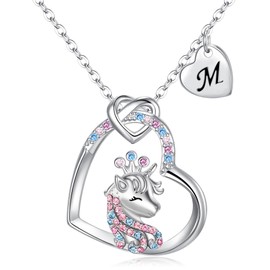 EVER FAITH Unicorn Necklace for Girls 925 Sterling Silver Multicoloured Cubic Zirconia Lucky Unicorn Pendant Chain Gift for Daughter Granddaughter, Sterling Silver