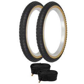 PRO+ Pair of Black/Gum Side Wall Bicycle BMX Tires W/Tubes in 16 X 1.75 COMP III Tread
