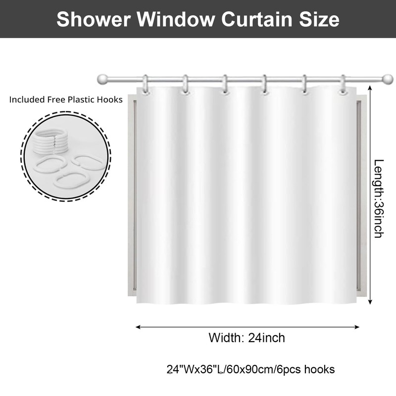 GCIREC Black and White Shower Window Curtain, Watercolor Eucalyptus Leaves