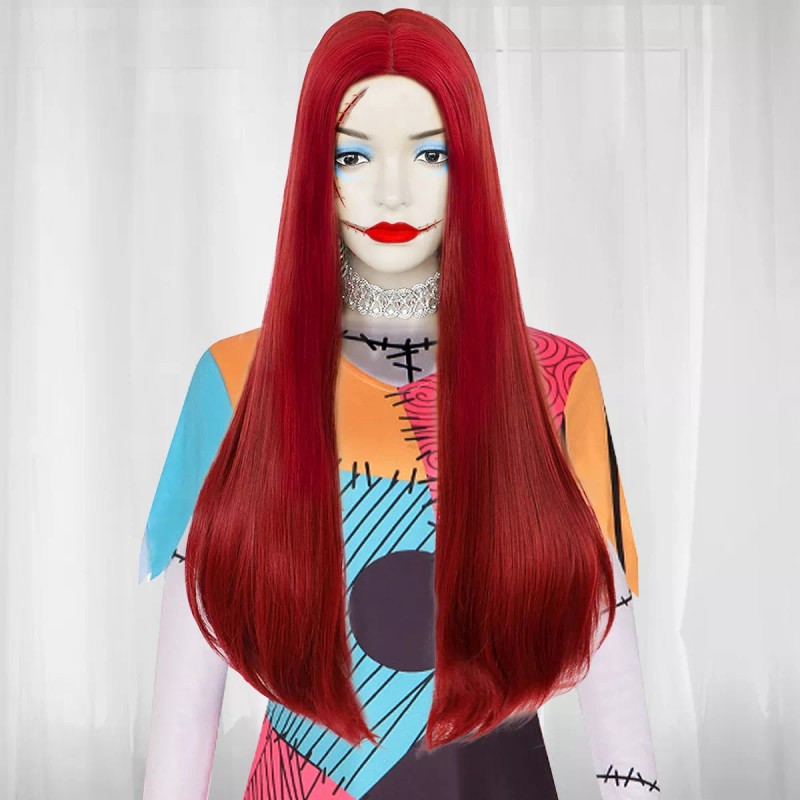 ANOGOL Peluca Larga, Natural Y Lacia Color Rojo