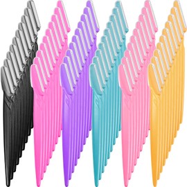 60 Pieces Eyebrow Razor Eyebrow Razors Shaver Microblades for Women Face Hair Dermaplaning Tool Shaper Trimmer with Precision Cover Skincare Party Favors (Pink, Blue,Yellow, Rose Red, Purple, Black)